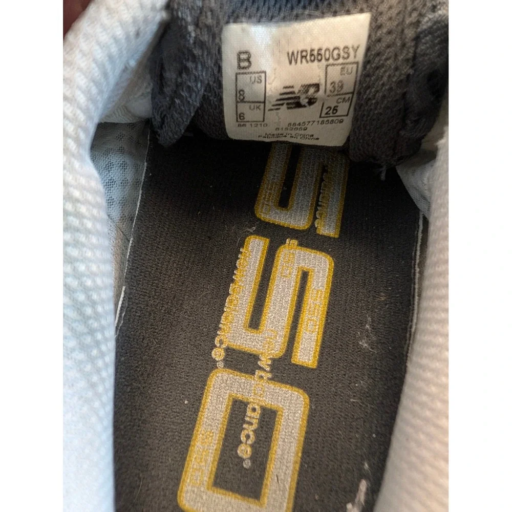 New Balance 550 Womens Grey Silver Yellow Running Shoes WR550GSY Size 8